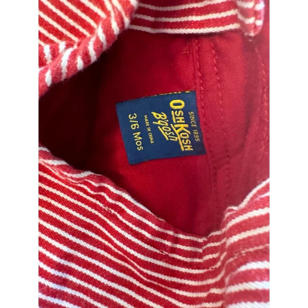 Overall Oshkosh Vintage red and white stripe size 3/6m‎ EUC